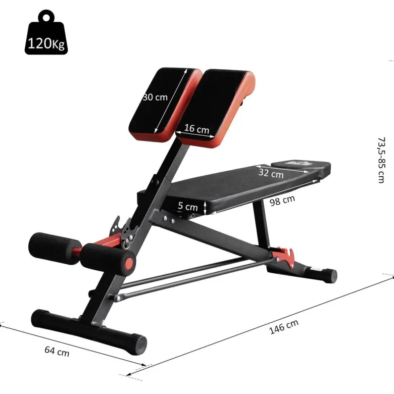 HOMCOM Trainingsbank schwarz Edelstahl B/H/T: ca. 64x85x146 cm