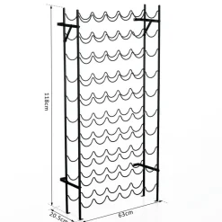 HOMCOM Weinregal schwarz Metall B/H/T: ca. 63x118x20,5 cm