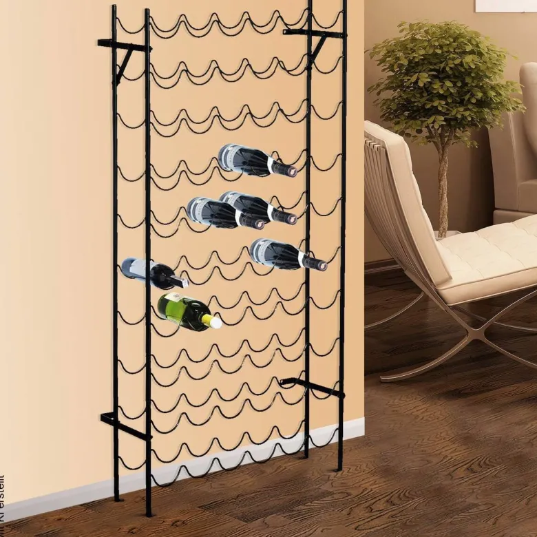 HOMCOM Weinregal schwarz Metall B/H/T: ca. 63x118x20,5 cm