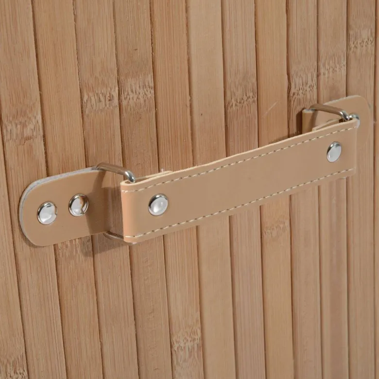 HOMCOM Wäschekorb mit 2 Tragegriffen natur Bambus Stoff Kunststoff B/H/L: ca. 30x60x40 cm