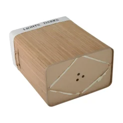 HOMCOM Wäschekorb mit 2 Tragegriffen natur Bambus Stoff Kunststoff B/H/L: ca. 32x63x52 cm