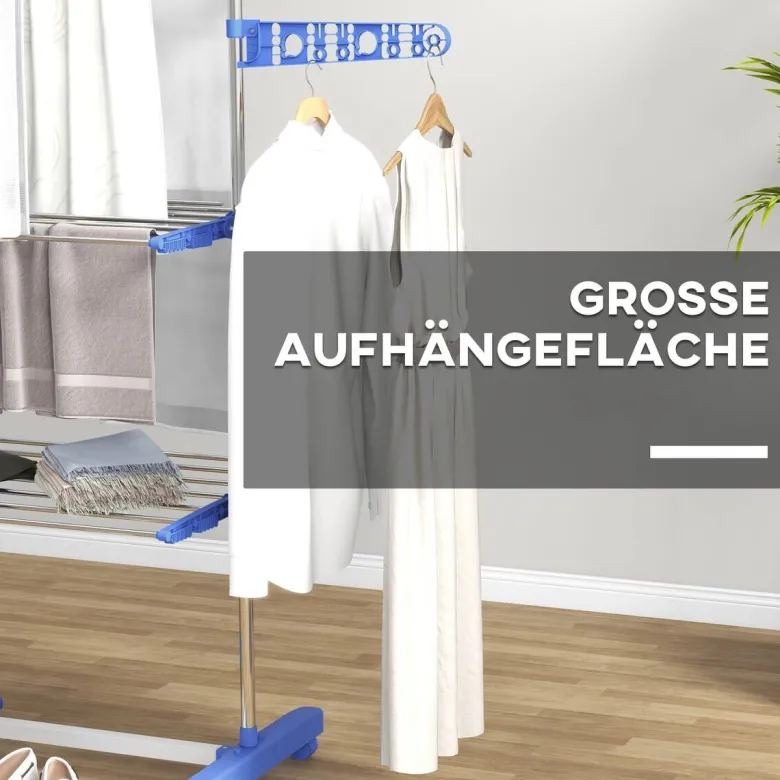 HOMCOM Wäscheständer blau Kunststoff B/H/L: ca. 55x142x152 cm