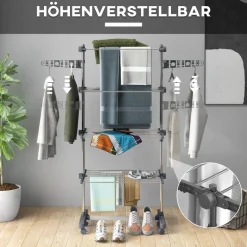 HOMCOM Wäscheständer grau Edelstahl B/H/L: ca. 55x142x172 cm