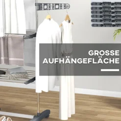 HOMCOM Wäscheständer grau Edelstahl B/H/L: ca. 55x142x152 cm