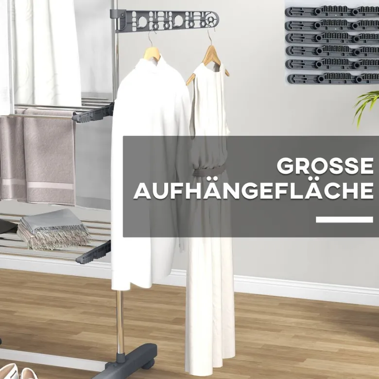 HOMCOM Wäscheständer grau Edelstahl B/H/L: ca. 55x142x152 cm