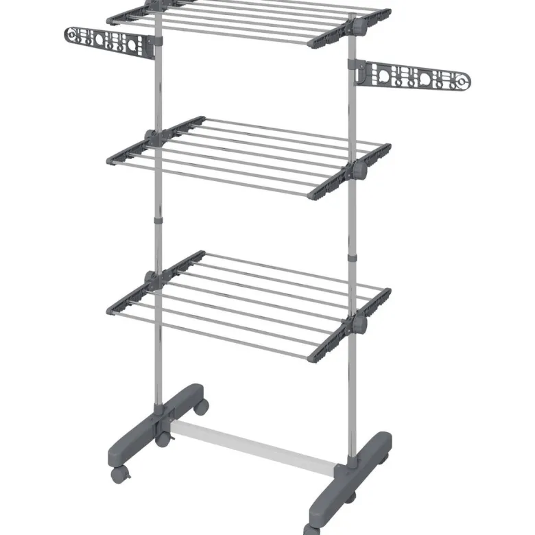 HOMCOM Wäscheständer grau Edelstahl B/H/L: ca. 55x142x152 cm