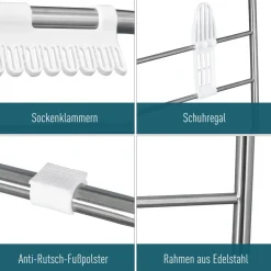 HOMCOM Wäscheständer silber Edelstahl