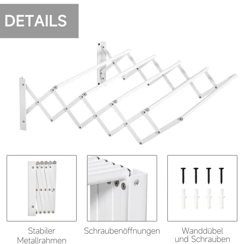 HOMCOM Wäscheständer weiß Eisen B/H/L: ca. 60x63,5x20 cm