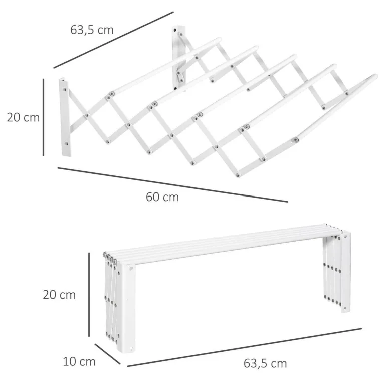 HOMCOM Wäscheständer weiß Eisen B/H/L: ca. 60x63,5x20 cm