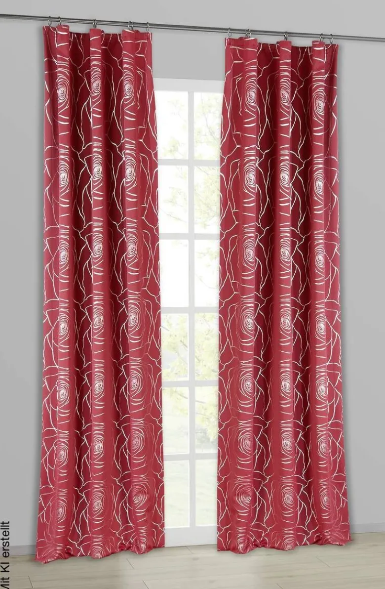 Home Essential Verdunklungsvorhang Roses rot B/L: ca. 140x245 cm