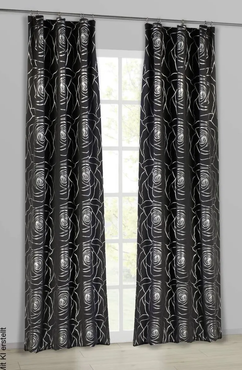 Home Essential Verdunklungsvorhang Roses schwarz B/L: ca. 140x245 cm