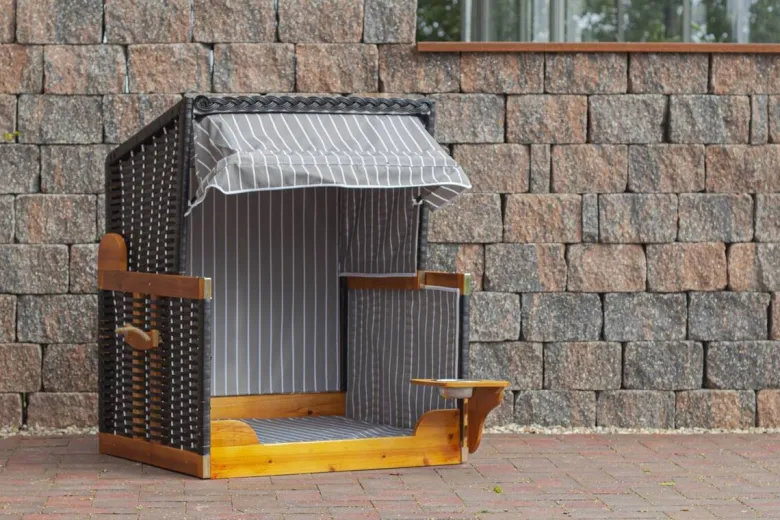 Hundestrandkorb braun Holz B/H/T: ca. 75x95x65 cm