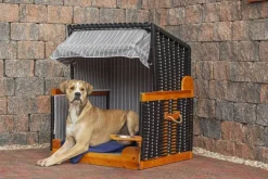 Hundestrandkorb braun Holz B/H/T: ca. 75x95x65 cm