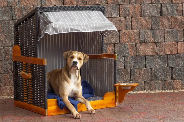 Hundestrandkorb braun Holz B/H/T: ca. 75x95x65 cm