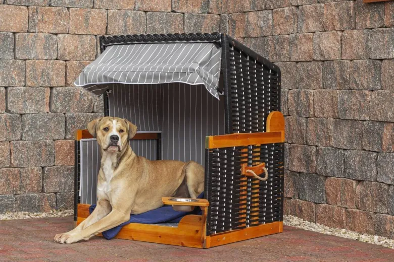 Hundestrandkorb braun Holz B/H/T: ca. 75x95x65 cm