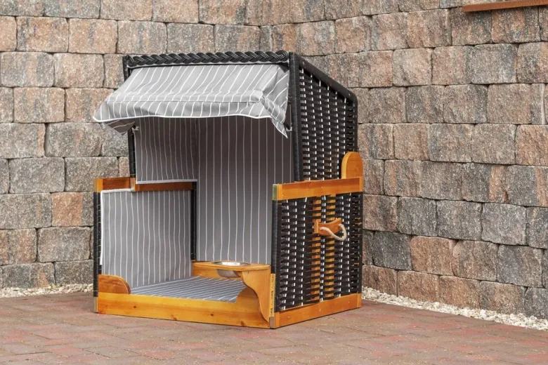 Hundestrandkorb braun Holz B/H/T: ca. 75x95x65 cm