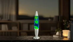 HWH LED-Lavalampe blau gelb Glas Aluminium H/D: ca. 34x62 cm