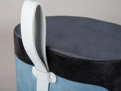 Inter Link Hocker Osame schwarz blau MDF Samtoptik B/H/T: ca. 38x43x33 cm
