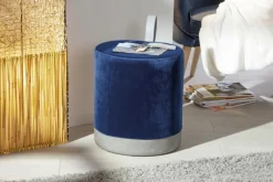 Inter Link Hocker Osane blau MDF Samtoptik B/H/T: ca. 38x43x33 cm