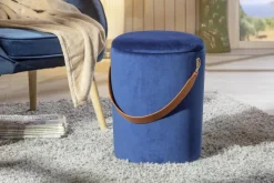 Inter Link Hocker Papua blau MDF Samtoptik B/H/T: ca. 35x45x35 cm