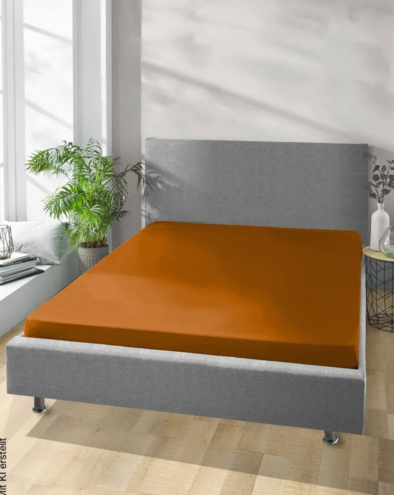 Jersey Spannbetttuch rost Baumwolle B/H/L: ca. 100x28x200 cm