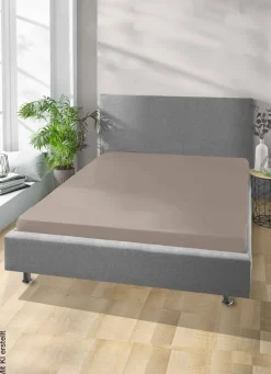 Jersey Spannbetttuch taupe Baumwolle B/H/L: ca. 100x28x200 cm