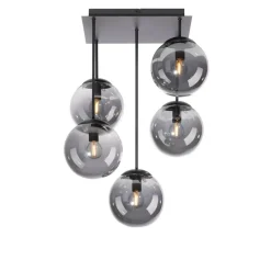 Just Light Deckenleuchte BIG WIDOW 14602-18 schwarz Rauchglas Metall B/H: ca. 39x58,5 cm E14 5 Brennstellen