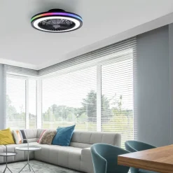 Just Light LED-Deckenventilator Brandon schwarz B/H/L: ca. 45,5x14x45,5 cm max. 36 W