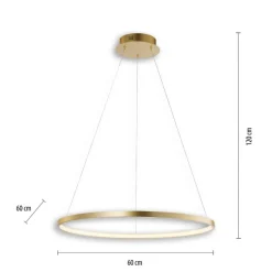 Just Light LED-Pendelleuchte CIRCLE 11524-12 weiß gold Kunststoff Metall H/D: ca. 120x60 cm 1 Brennstellen