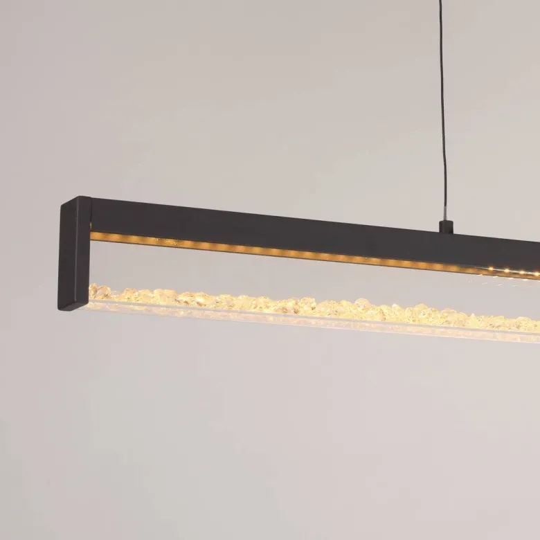 Just Light LED-Pendelleuchte schwarz Metall B/H/T: ca. 100x9x40 cm