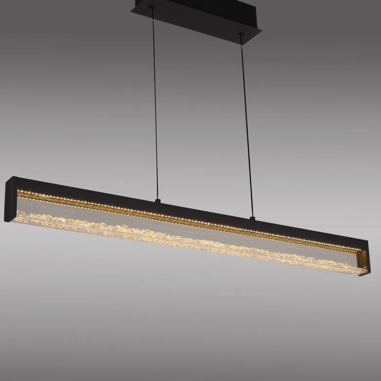Just Light LED-Pendelleuchte schwarz Metall B/H/T: ca. 100x9x40 cm