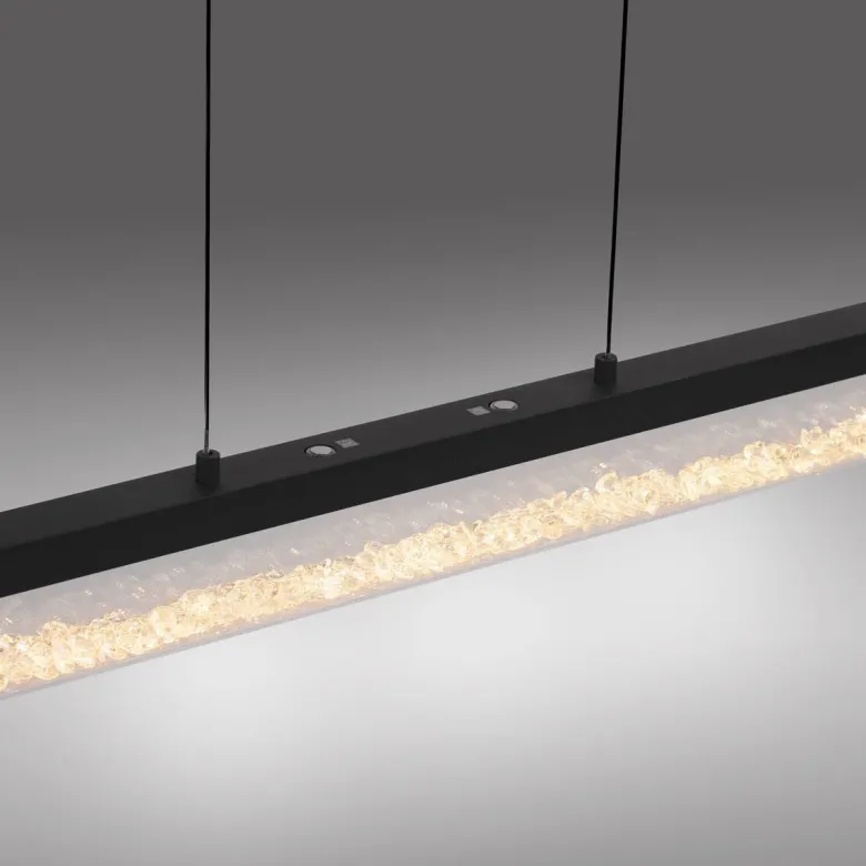 Just Light LED-Pendelleuchte schwarz Metall B/H/T: ca. 100x9x40 cm