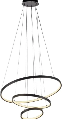 Just Light LED-Pendelleuchte Cerchi schwarz B/H/L: ca. 61x150x61 cm