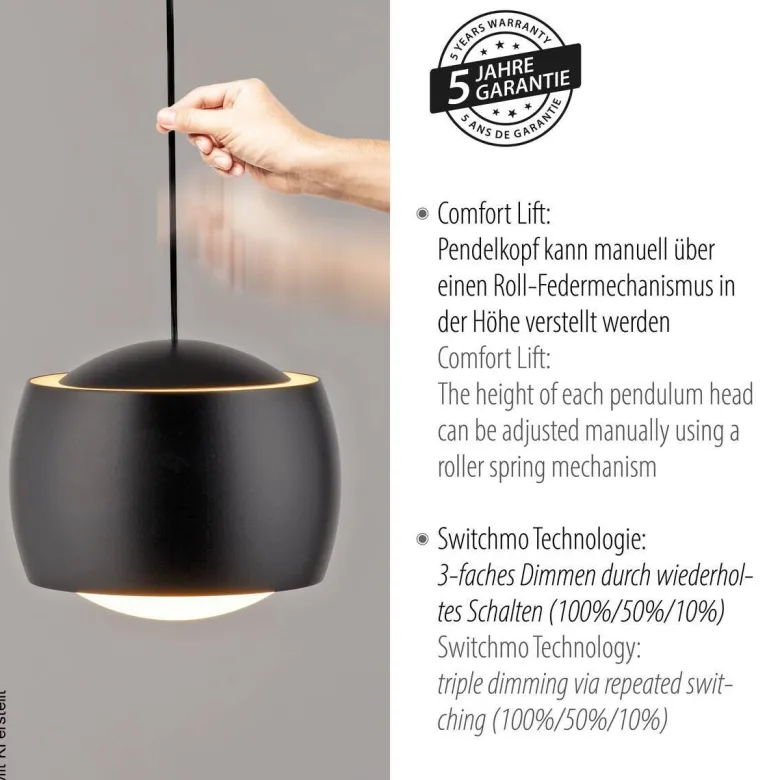Just Light Pendelleuchte Ballini schwarz