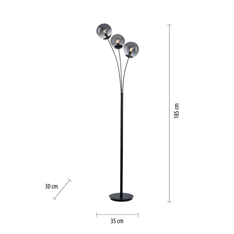 Just Light Stehlampe BIG WIDOW 14603-18 schwarz Rauchglas Metall B/H: ca. 35x185 cm E14 3 Brennstellen