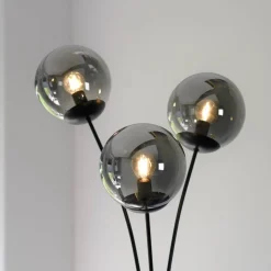 Just Light Stehlampe BIG WIDOW 14603-18 schwarz Rauchglas Metall B/H: ca. 35x185 cm E14 3 Brennstellen