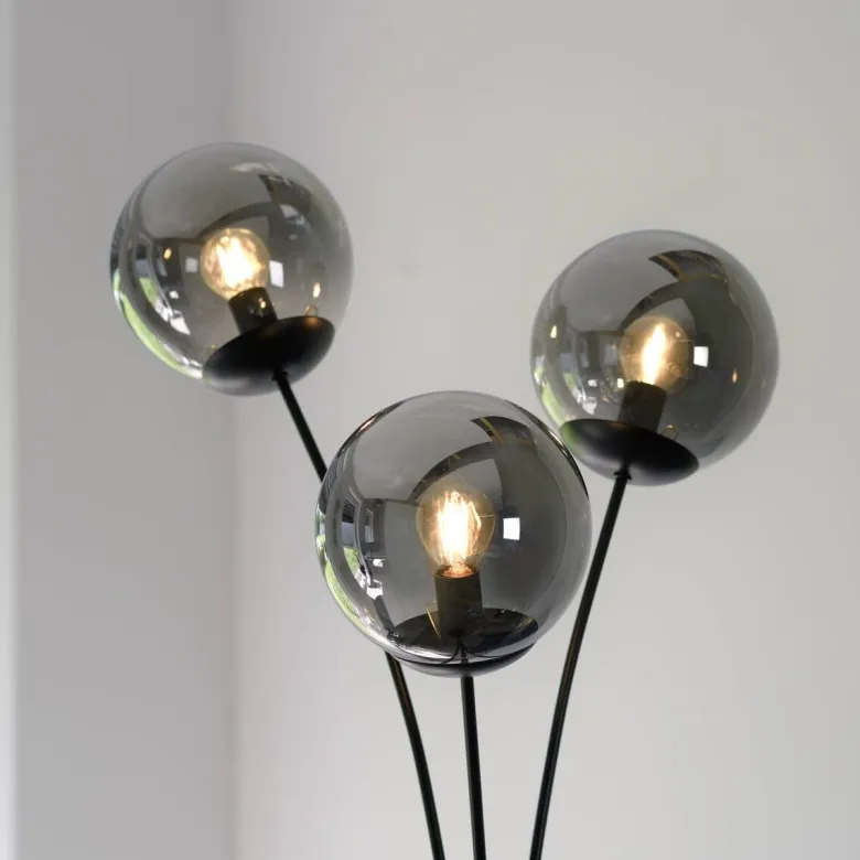 Just Light Stehlampe BIG WIDOW 14603-18 schwarz Rauchglas Metall B/H: ca. 35x185 cm E14 3 Brennstellen