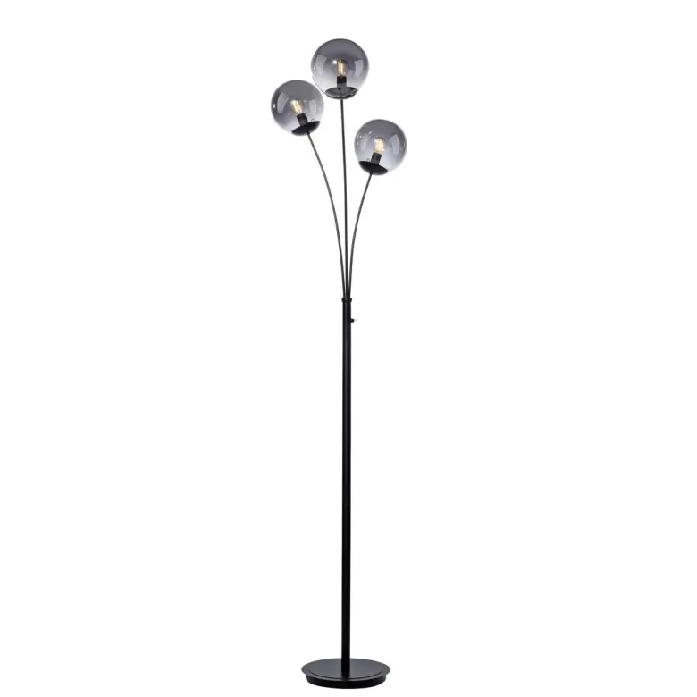 Just Light Stehlampe BIG WIDOW 14603-18 schwarz Rauchglas Metall B/H: ca. 35x185 cm E14 3 Brennstellen