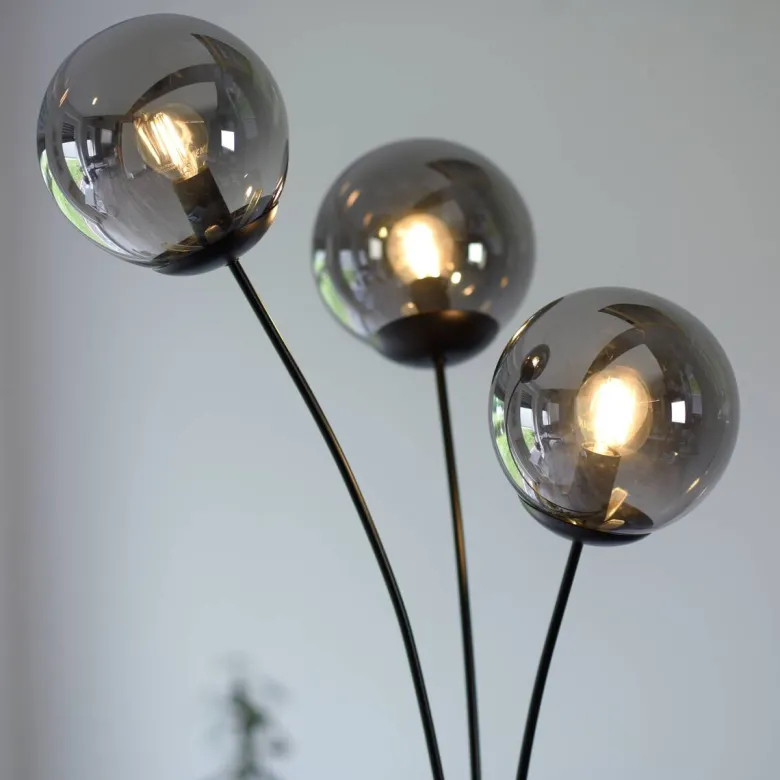 Just Light Stehlampe BIG WIDOW 14603-18 schwarz Rauchglas Metall B/H: ca. 35x185 cm E14 3 Brennstellen