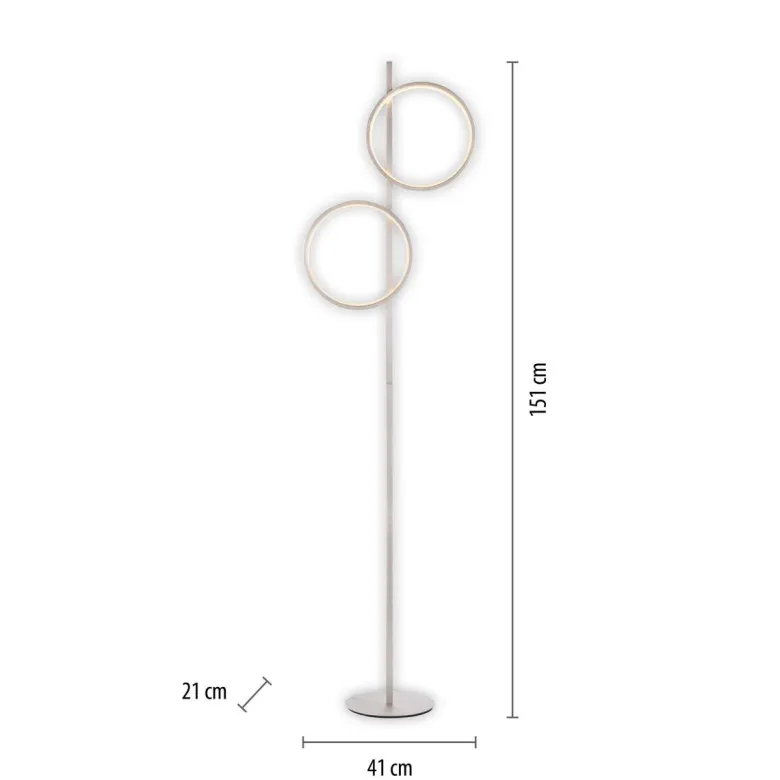 Just Light Stehlampe Mini-Ritus silber Eisen B/H/T: ca. 40,5x151x21 cm 2 Brennstellen