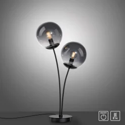 Just Light Tischleuchte BIG WIDOW 14605-18 schwarz Rauchglas Metall B/H: ca. 33,5x60 cm E14 2 Brennstellen