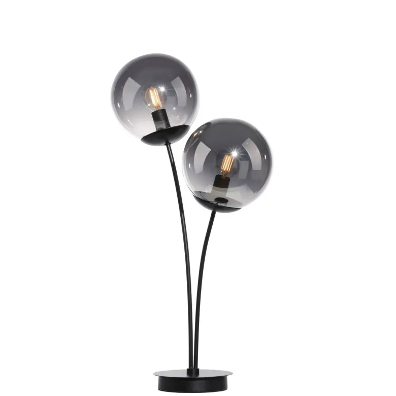 Just Light Tischleuchte BIG WIDOW 14605-18 schwarz Rauchglas Metall B/H: ca. 33,5x60 cm E14 2 Brennstellen
