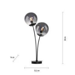 Just Light Tischleuchte BIG WIDOW 14605-18 schwarz Rauchglas Metall B/H: ca. 33,5x60 cm E14 2 Brennstellen