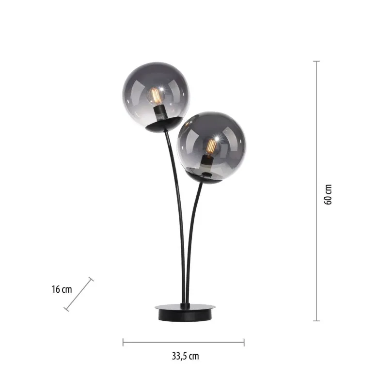 Just Light Tischleuchte BIG WIDOW 14605-18 schwarz Rauchglas Metall B/H: ca. 33,5x60 cm E14 2 Brennstellen