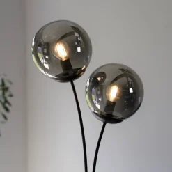 Just Light Tischleuchte BIG WIDOW 14605-18 schwarz Rauchglas Metall B/H: ca. 33,5x60 cm E14 2 Brennstellen