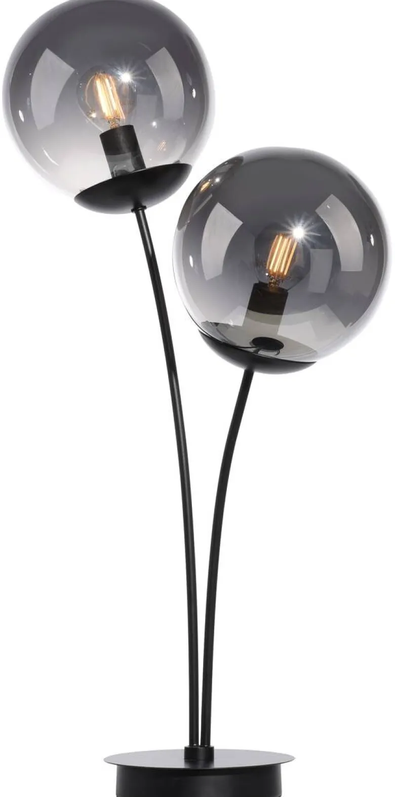 Just Light Tischleuchte BIG WIDOW 14605-18 schwarz Rauchglas Metall B/H: ca. 33,5x60 cm E14 2 Brennstellen