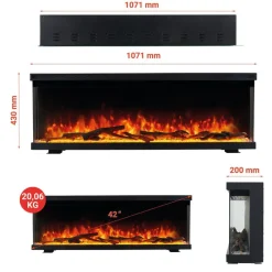 KAMINIO Elektrischer-Kamin LEA schwarz Metall B/H/T: ca. 107,1x43x20 cm ca. 1800 W
