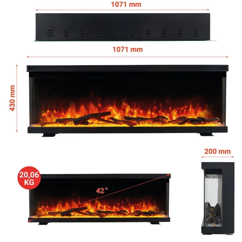 KAMINIO Elektrischer-Kamin LEA schwarz Metall B/H/T: ca. 107,1x43x20 cm ca. 1800 W