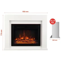 KAMINIO Elektrischer-Kamin MATTI weiß MDF Metall Glas B/H/T: ca. 95x77x26 cm ca. 2000 W