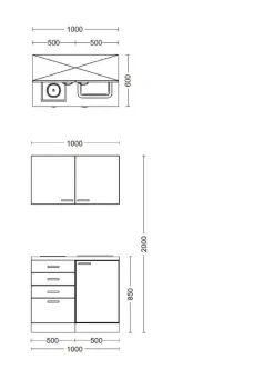 Küchenblock Capri schwarz matt B/H/T: ca. 100x200x60 cm